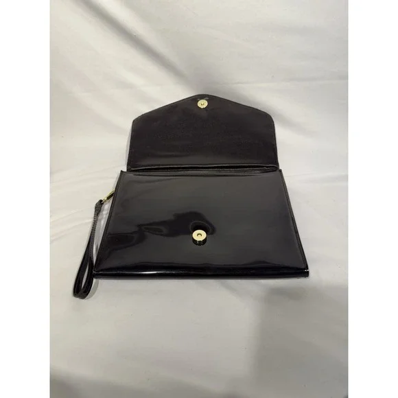 Ted Baker Bow Clutch Cersei Black Patent Leather With Wrist Strap - Picture 3 of 5